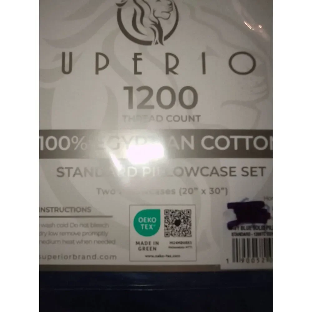 Lot of 2 (4 total) 1200 Thread Count 100% Egyptian Cotton Navy Blue Standard pil